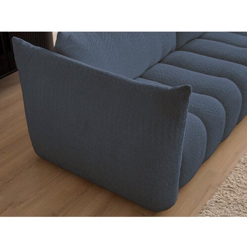 Bobochic Paris Temno modra sedežna garnitura iz tkanine boucl&amp;eacute; 234 cm Azra &amp;ndash; Slike
