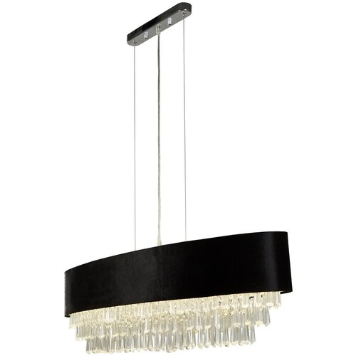 Searchlight Glamour 8-svetli ovalni obesek iz črnega žameta, prozoren kristal, (22101126) Cene