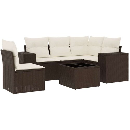 vidaXL 6-dijelni set vrtnih sofa od poliratana s jastucima smeđi Cijene