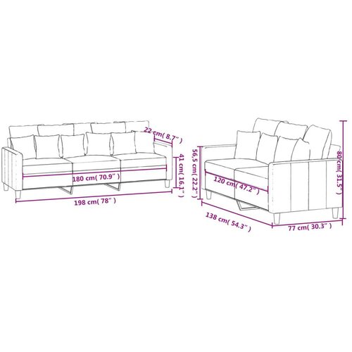  2-dijelni set sofa s jastucima crvena boja vina bar&amp;scaron;unasti Slike