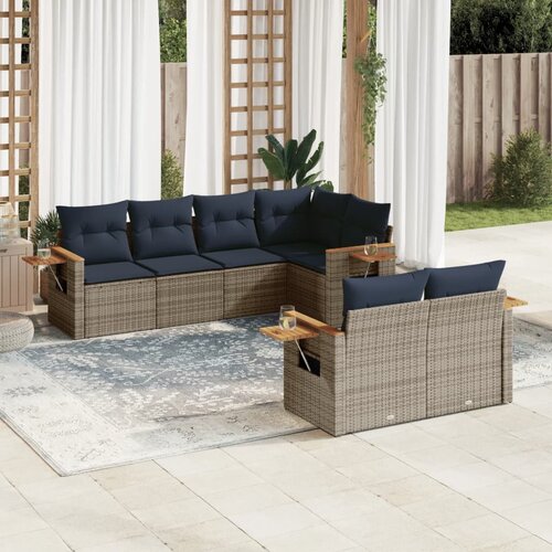 vidaXL 7-dijelni set vrtnih sofa od poliratana s jastucima sivi Cene