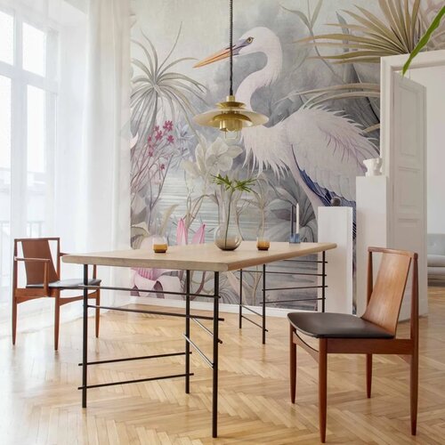  Foto tapeta - Heron wading in a pond - illustration in bright colours 300x210 Standard Slike