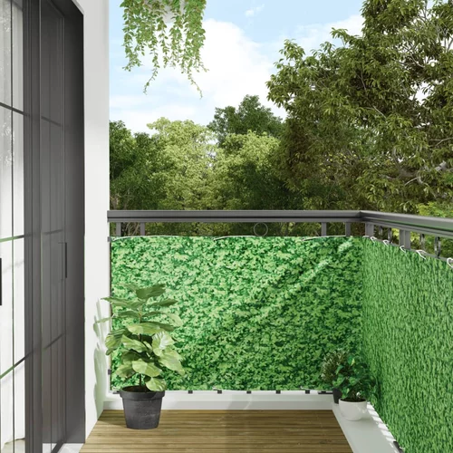 vidaXL Vrtni zaslon za privatnost uzorak biljke zeleni 300x90 cm PVC