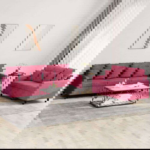  2-dijelni set sofa s jastucima crvena boja vina baršunasti Cijene
