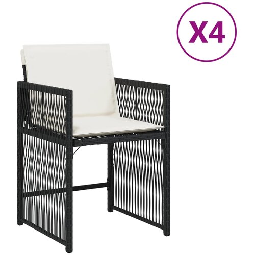 VidaXL Vrtni stoli z blazinami 4 kosi črn poli ratan, (21023854) Slike