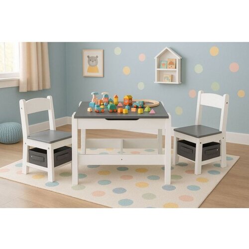 ECO TOYS dečiji set sto i 2 stolice sa tablom za pisanje white Cene