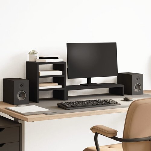VidaXL Stalak za monitor sa stolnim organizatorom crni drveni Slike