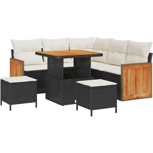  Vrtna garnitura - 8-dijelni set vrtnih sofa s jastučićima crni poli ratan akacija  dvosjedna vrtna sofa s jastučićima crni poli Cijene