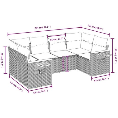  6-dijelni set vrtnih sofa s jastucima crni od poliratana Slike