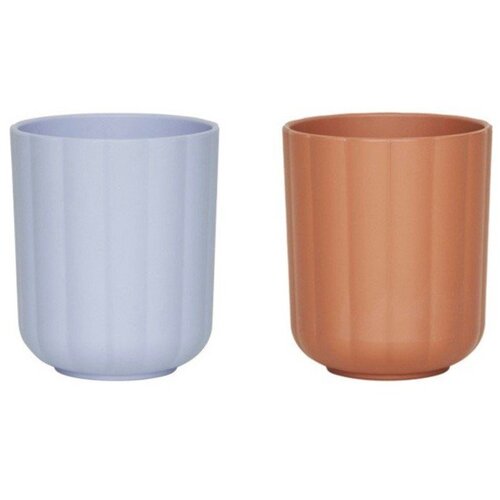 OYOY Mini Svetlo modre/rjave plastične otro&amp;scaron;ke skodelice v kompletu 2 ks Pullo &amp;ndash; Slike