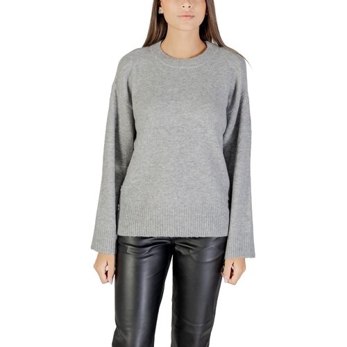 Only Puloverji ONLRENE LIFE LS BUTTON O-NECK CC KNT 15350612 Siva Slike