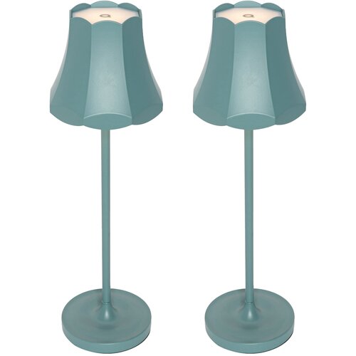 QAZQA Set van 2 retro tafellampen mineraal blauw oplaadbaar IP44 - Granny Cene