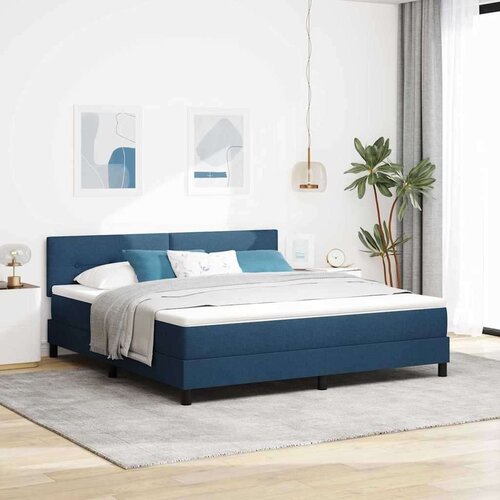 Box Postelja z vzmetnico z vzmetnico Modra 180 x 200 cm blago, (5000128502) Cene