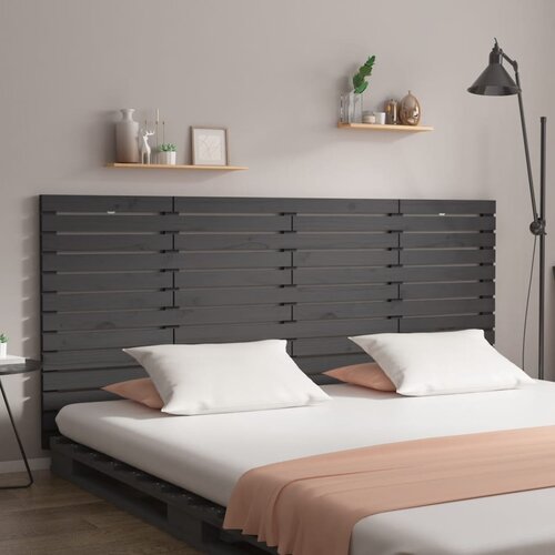 vidaXL Stensko posteljno vzglavje sivo 166x3x91,5 cm trdna borovina Cene