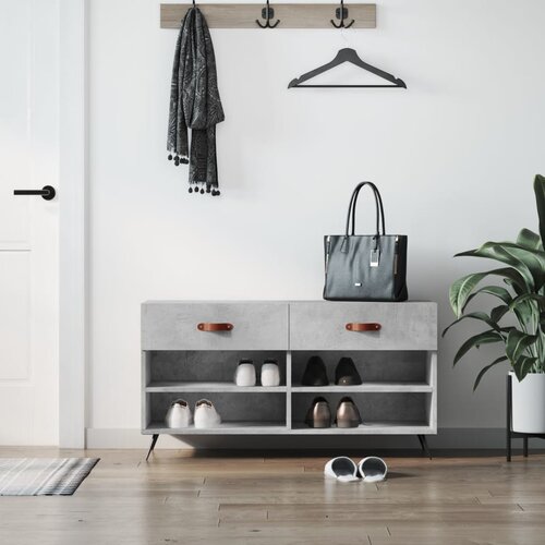 vidaXL Klupa za cipele siva boja betona 102x35x55 cm konstruirano drvo Cijene