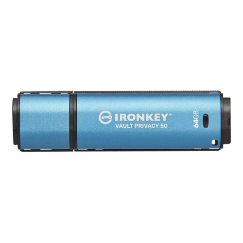 Kingston Technology IronKey Vault Privacy 50 USB izbrisivi memorijski pogon 64 GB USB Tip-A 3.2 Gen 1 (3.1 Gen 1) Crno, Plavo Cijene