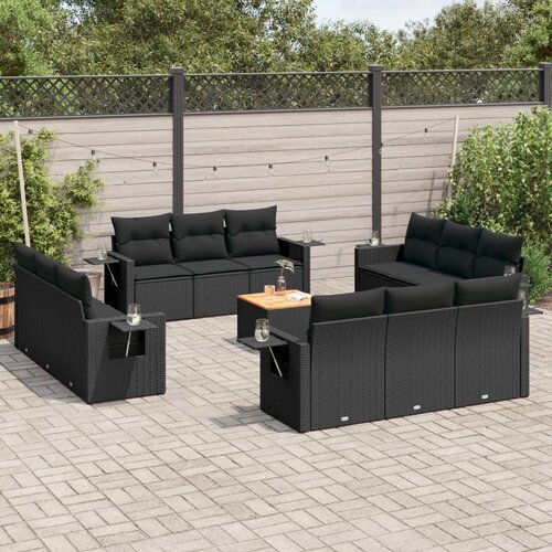 vidaXL 13-dijelni set vrtnih sofa s jastucima poliratan crni Cijene
