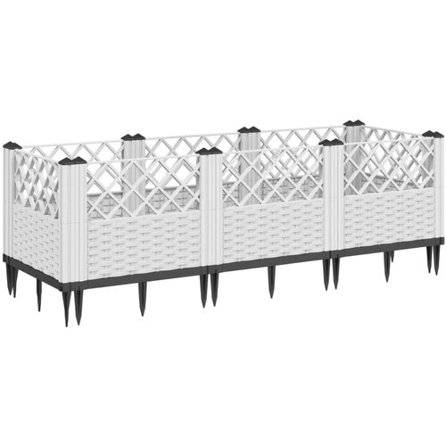 Maison Chic Cvetlično korito - Cvetlični Lonec z zatiči belo 123,5x43,5x43,5 cm PP, (21789014) Cene