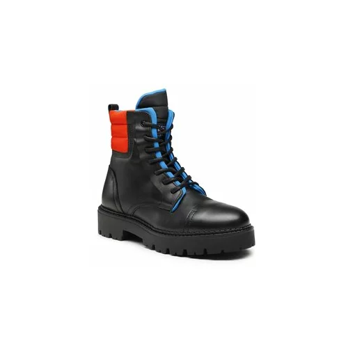 Tommy Jeans Pohodni čevlji Padded Lace Up Heritage Boot EM0EM01063 Črna