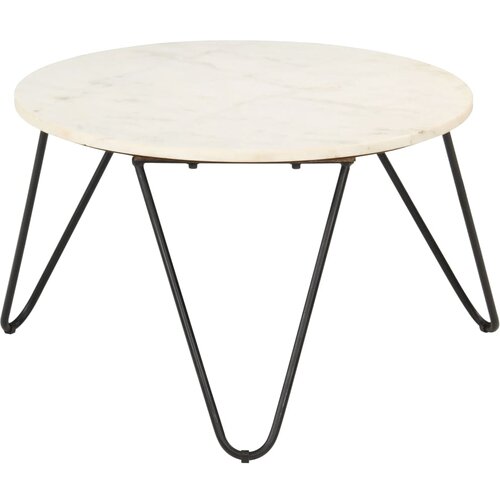 VidaXL Klubska mizica bela 65x65x42 cm pravi kamen z marmorno teksturo Slike