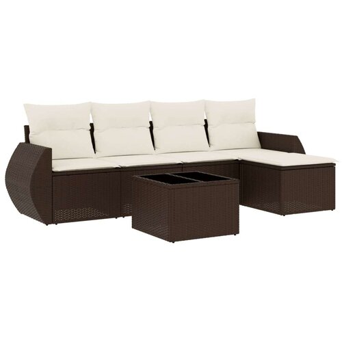 VidaXL 6-dijelni set vrtnih sofa od poliratana s jastucima smeđi Slike