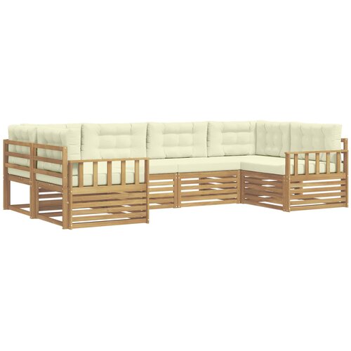 vidaXL Zunanja garnitura za sedenje z blazino 6 pcs Bela in krem, (5000281440) Cene