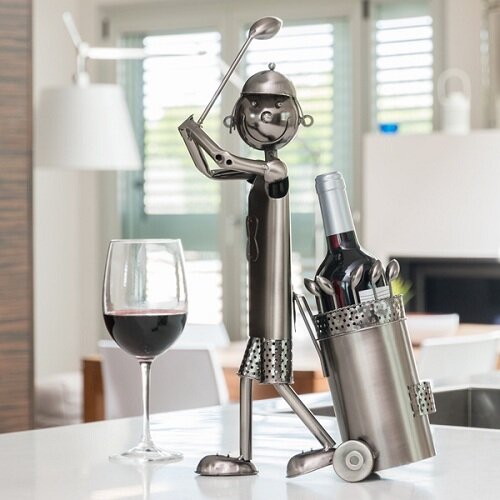  Kovinsko stojalo za vino igralec golfa Cene