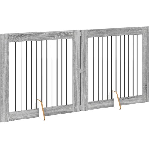  Vrata za pse s postoljem 2 pcs Siva sonoma 100 x 100 cm Slike