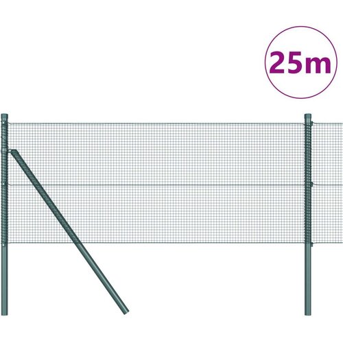 vidaXL zavarena žičana ograda s 13 postova zelena 0.4x25 m čelik Cene