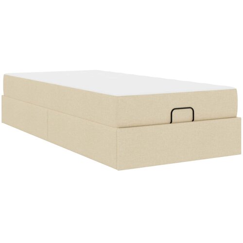 vidaXL Posteljni okvir z vzmetnico z vzmetnico 2 pcs krema blago, (5000127814) Cene