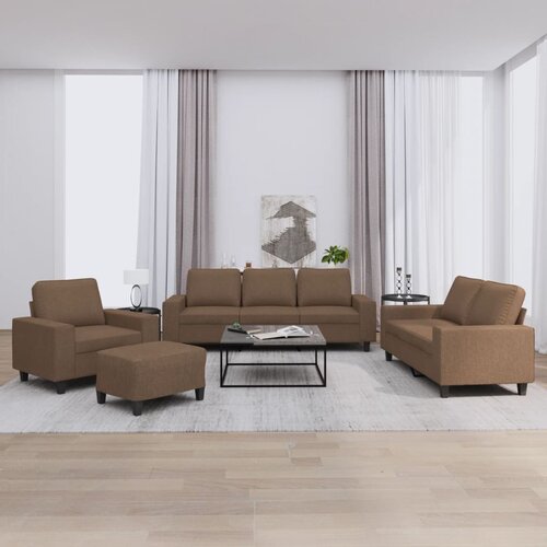  4-dijelni set sofa s jastucima smeđi od tkanine Cijene