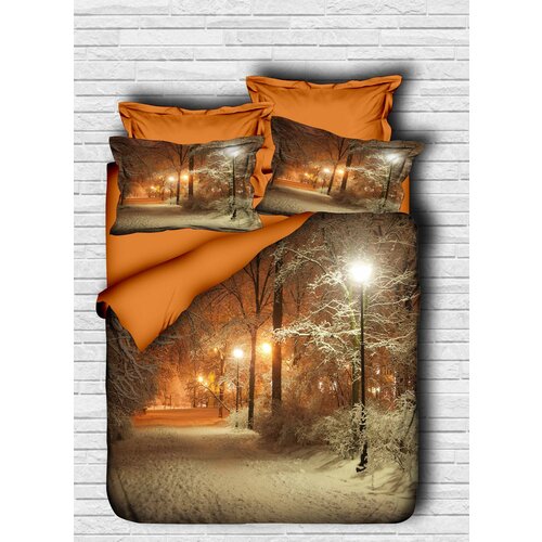 120 orangebrownwhite single quilt cover set Slike