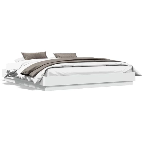 vidaXL Okvir kreveta s LED svjetlima bijeli 200 x 200 cm