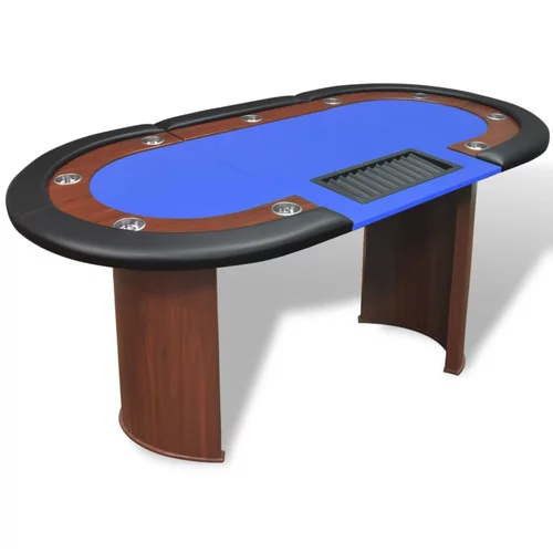 vidaXL stol za poker za 10 igrača s prostorom za djelitelja i držačem žetona plavi
