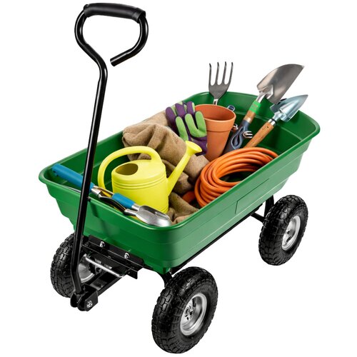 Lean Toys Vrtni transportni voziček z pregibnim kesonom 120 kg zelena Slike