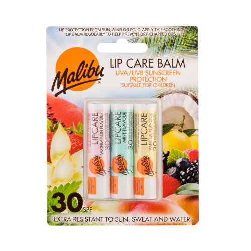 Malibu Lip Care Odtenek watermelon Set balzam za ustnice 4 g Watermelon + balzam za ustnice 4 g Mint + balzam za ustnice 4 g Vanilla Slike