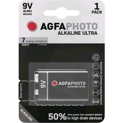 Agfa Baterija alkalna, 6LR6, 9V, blister 1 kom. – 9V B1 Cene