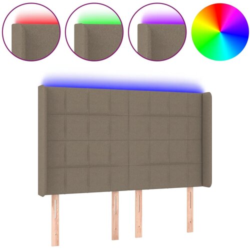 Maison Chic led posteljno vzglavje - vzglavna omarica - nočna omarica taupe 147x16x118/128 cm blago, (21706245) Slike
