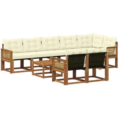vidaXL Zunanja garnitura za sedenje z blazino 9 pcs Naravna in smetana, (5000273075) Cene