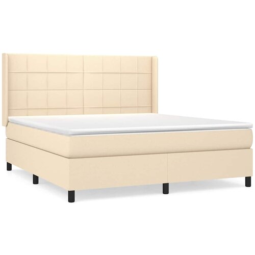  Krevet s oprugama i madracem krem 160x200 cm od tkanine Slike