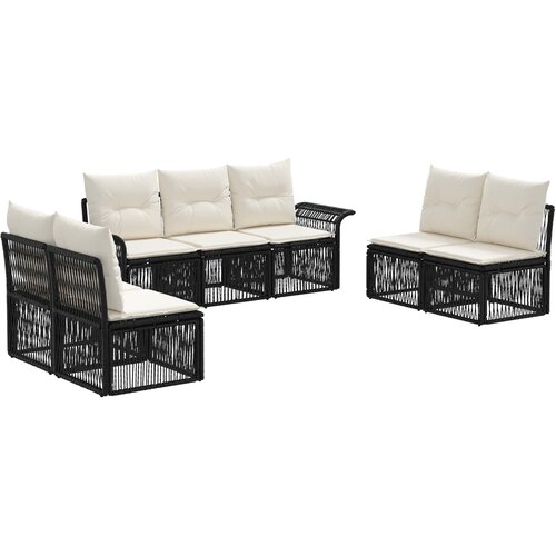 vidaXL Vrtna sedežna garnitura 7 pcs Črna poli ratan, (5000269346) Cene
