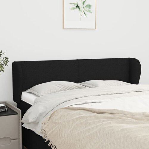 VidaXL Uzglavlje s u&amp;scaron;ima crni 147x23x78/88 cm od tkanine Slike