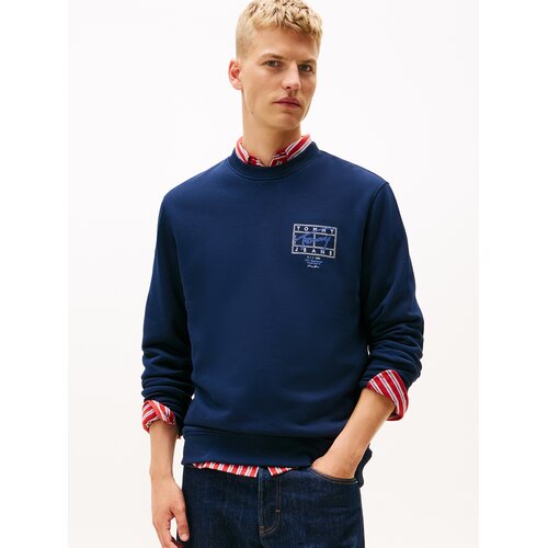 Tommy Jeans Sweater majica plava / morsko plava / bijela Slike