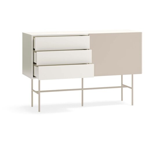 Teulat Bež/kremno bela nizka komoda z drsnimi vrati 140x91 cm Nube &amp;ndash; Slike