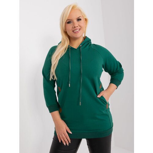 Fashion Hunters Women's dark green cotton sweatshirt plus size Slike