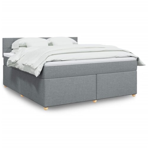 VidaXL Box spring postelja z vzmetnico svetlo siva 180x200 cm blago Slike