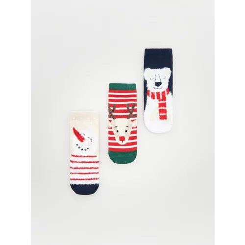 Reserved - Komplet od 3 para čarapa s božićnim motivom - bež