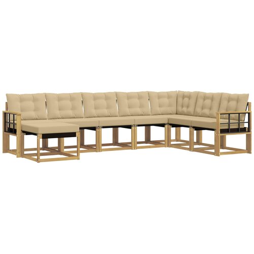 vidaXL Zunanja garnitura za sedenje z blazino 8 pcs Bela in bež, (5000280784) Cene
