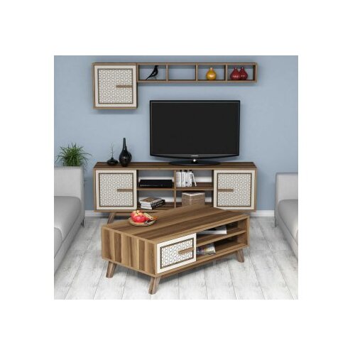 Hanah home set za dnevnu sobu ayla walnut cream Cene