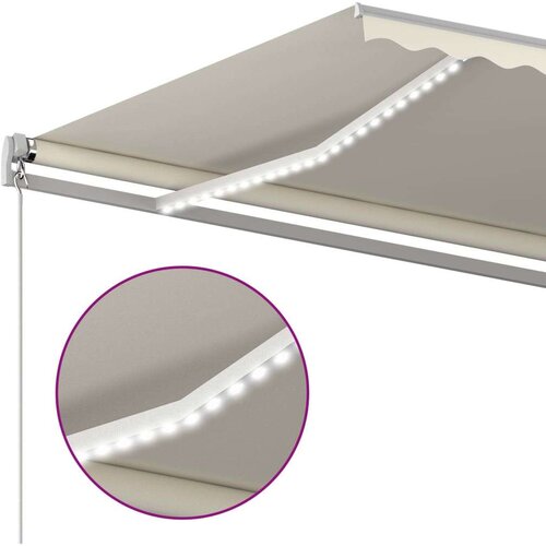  Tenda na ručno uvlačenje s LED svjetlima 400 x 300 cm krem Slike